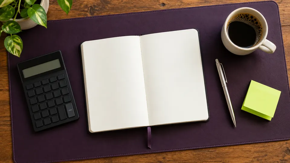 Notebook, calculator and coffee on a desk, ready to compare loan costs